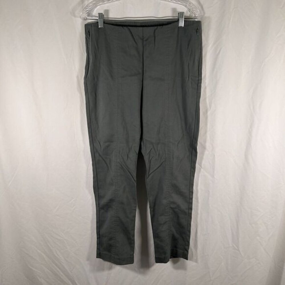 J Jill Pants Women's 12 Green Pull On Side Zip Pockets Mid Rise Cotton Blend